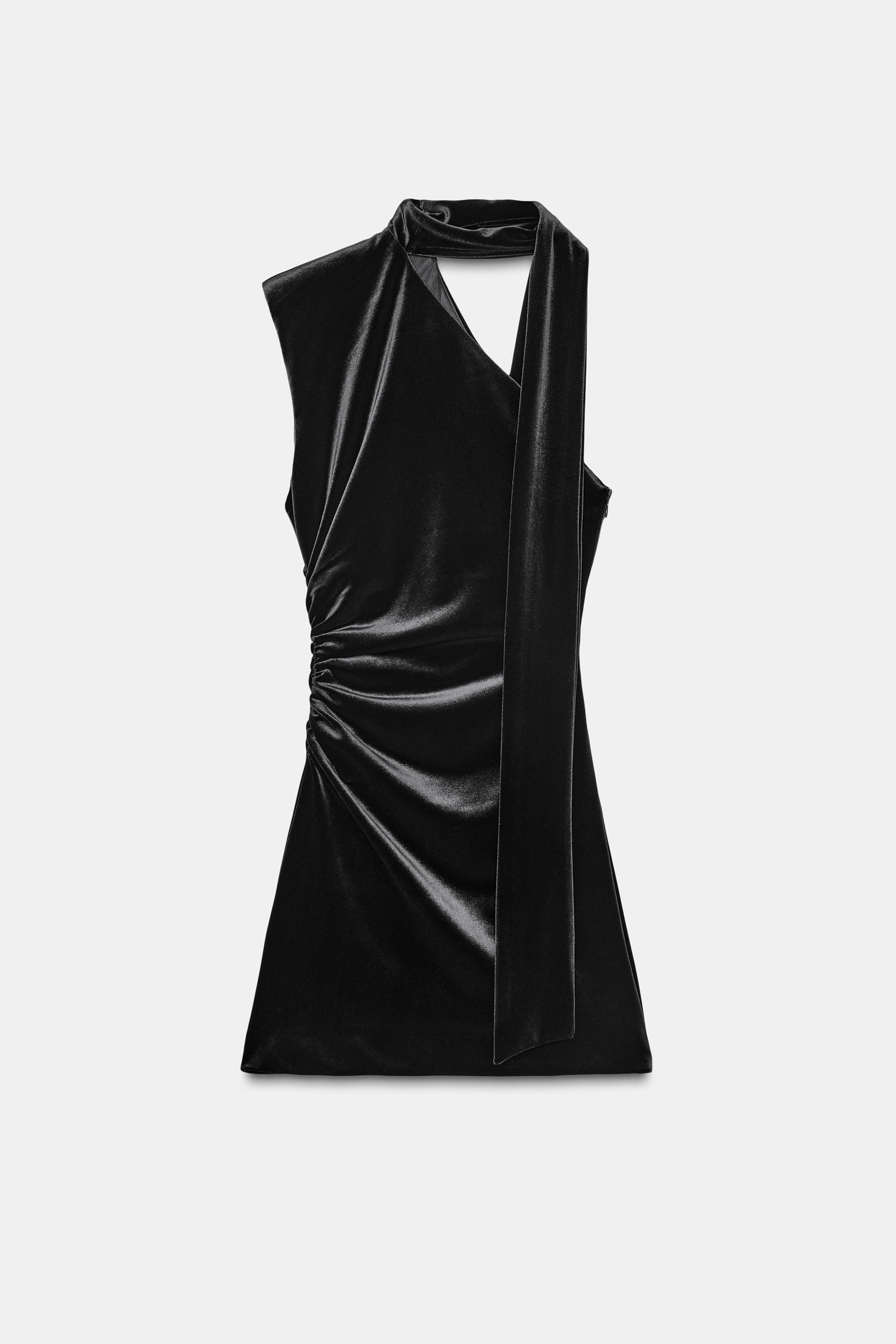 ROBE COURTE EN VELOURS AVEC FOULARD